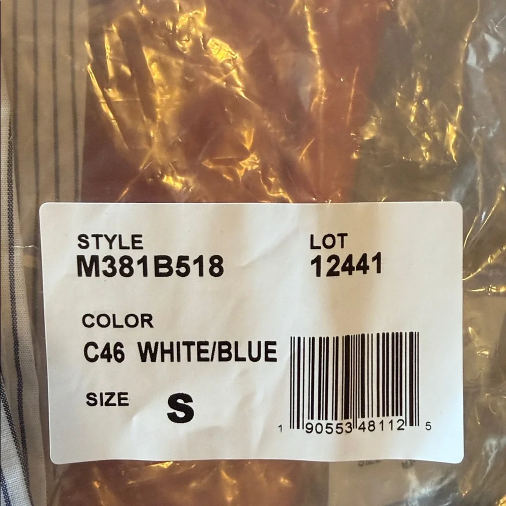 Tahari white and navy pinstripe button up sleeveless blouse size small - Picture 6 of 8